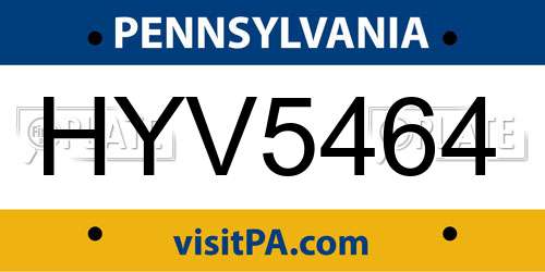 HYV5464 Pennsylvania License Plate