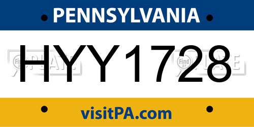 HYY1728 Pennsylvania License Plate