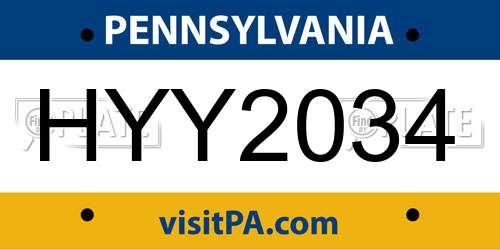 HYY2034 Pennsylvania License Plate