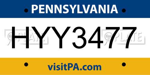 HYY3477 Pennsylvania License Plate