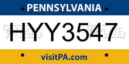 HYY3547 Pennsylvania License Plate