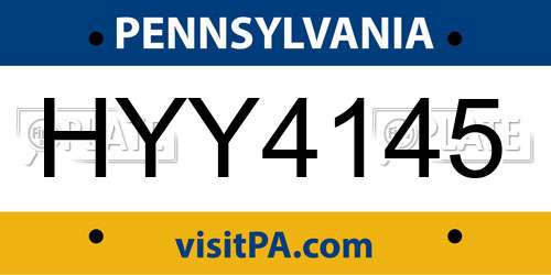 HYY4145 Pennsylvania License Plate
