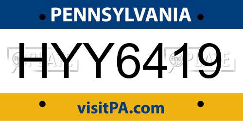 HYY6419 Pennsylvania License Plate