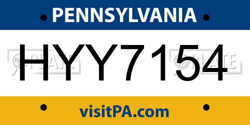 HYY7154 Pennsylvania License Plate