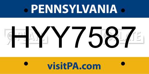 HYY7587 Pennsylvania License Plate