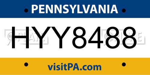 HYY8488 Pennsylvania License Plate