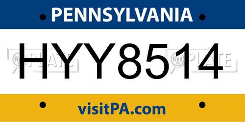 HYY8514 Pennsylvania License Plate