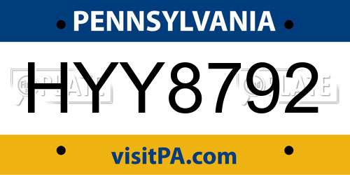 HYY8792 Pennsylvania License Plate