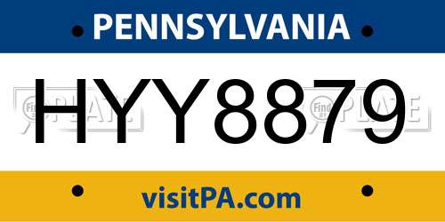 HYY8879 Pennsylvania License Plate