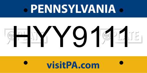 HYY9111 Pennsylvania License Plate