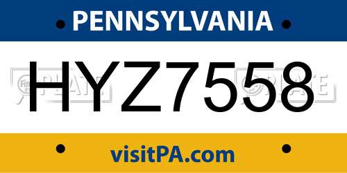 HYZ7558 Pennsylvania License Plate