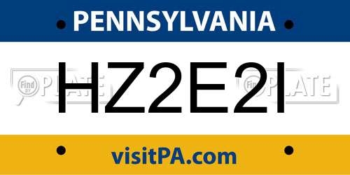 HZ2E2I Pennsylvania License Plate