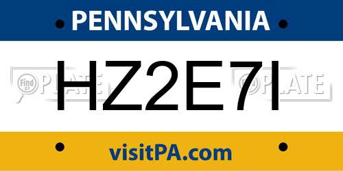 HZ2E7I Pennsylvania License Plate