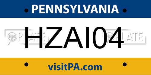 HZAI04 Pennsylvania License Plate