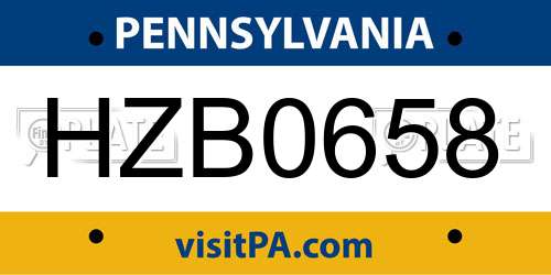 HZB0658 Pennsylvania License Plate