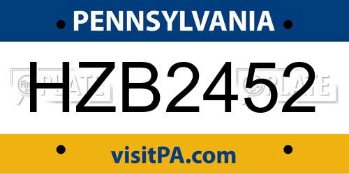HZB2452 Pennsylvania License Plate