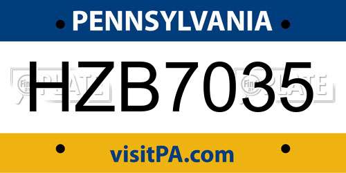 HZB7035 Pennsylvania License Plate