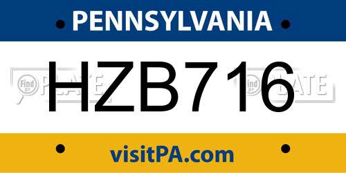HZB716 Pennsylvania License Plate