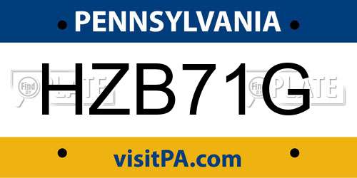 HZB71G Pennsylvania License Plate