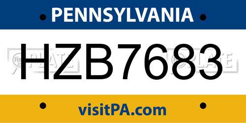 HZB7683 Pennsylvania License Plate
