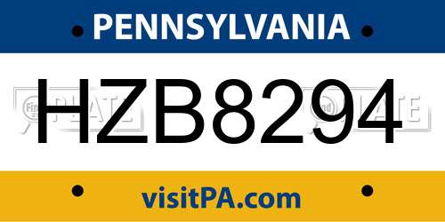HZB8294 Pennsylvania License Plate