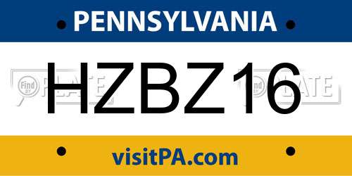 HZBZ16 Pennsylvania License Plate