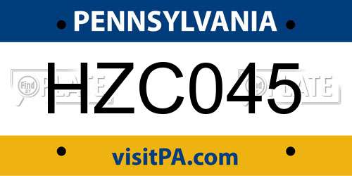 HZC045 Pennsylvania License Plate