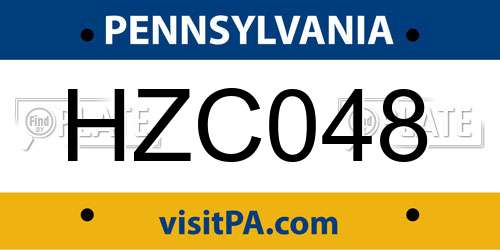HZC048 Pennsylvania License Plate