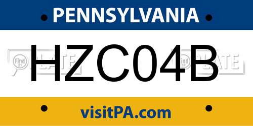 HZC04B Pennsylvania License Plate