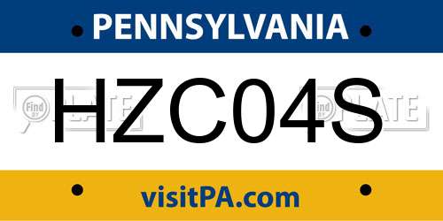 HZC04S Pennsylvania License Plate