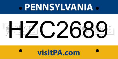 HZC2689 Pennsylvania License Plate