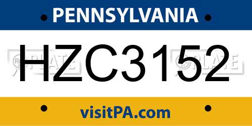 HZC3152 Pennsylvania License Plate