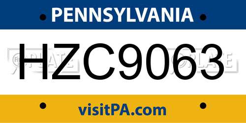 HZC9063 Pennsylvania License Plate