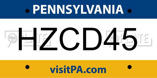 HZCD45 Pennsylvania License Plate