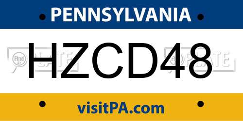 HZCD48 Pennsylvania License Plate