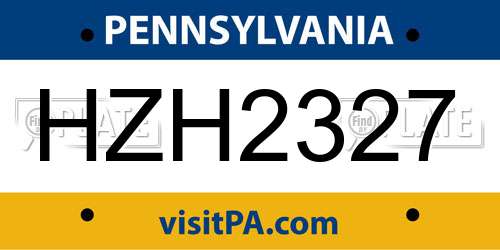 HZH2327 Pennsylvania License Plate