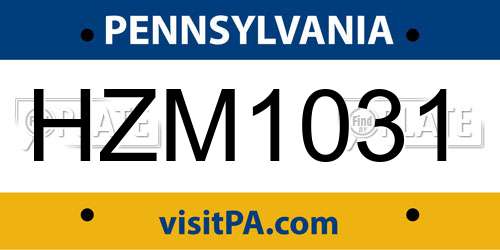 HZM1031 Pennsylvania License Plate