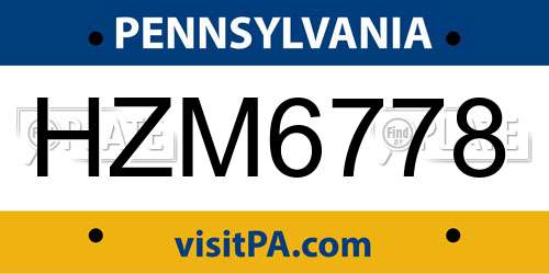 HZM6778 Pennsylvania License Plate