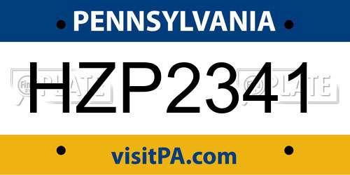 HZP2341 Pennsylvania License Plate