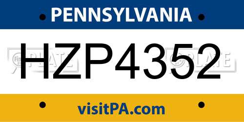 HZP4352 Pennsylvania License Plate