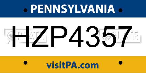 HZP4357 Pennsylvania License Plate