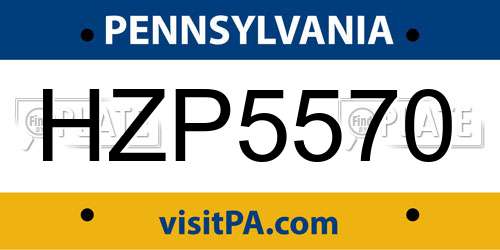 HZP5570 Pennsylvania License Plate