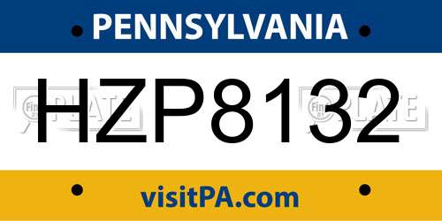 HZP8132 Pennsylvania License Plate