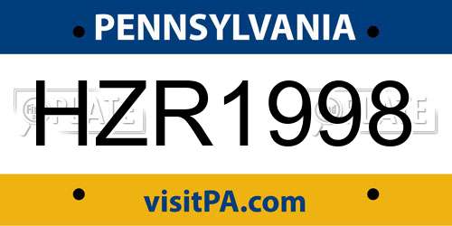 HZR1998 Pennsylvania License Plate