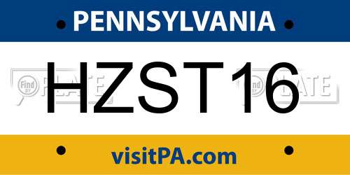 HZST16 Pennsylvania License Plate
