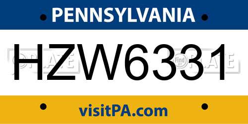 HZW6331 Pennsylvania License Plate
