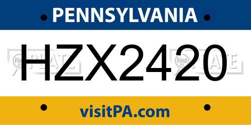 HZX2420 Pennsylvania License Plate
