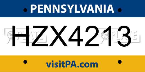 HZX4213 Pennsylvania License Plate