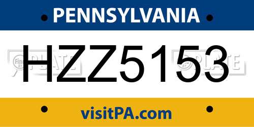 HZZ5153 Pennsylvania License Plate