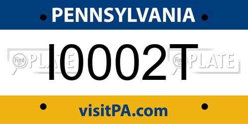 I0002T Pennsylvania License Plate